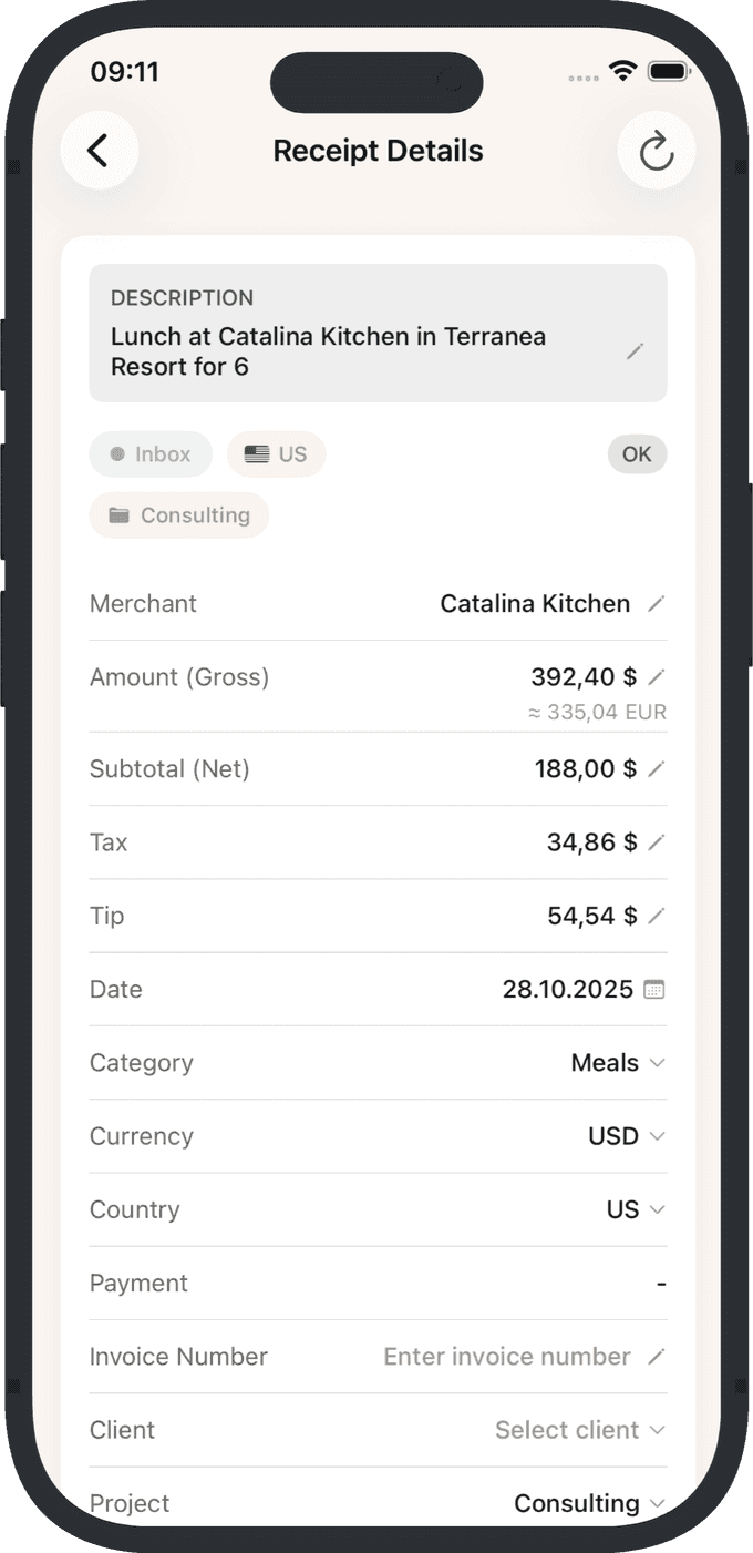 Vollständige Belegdetails