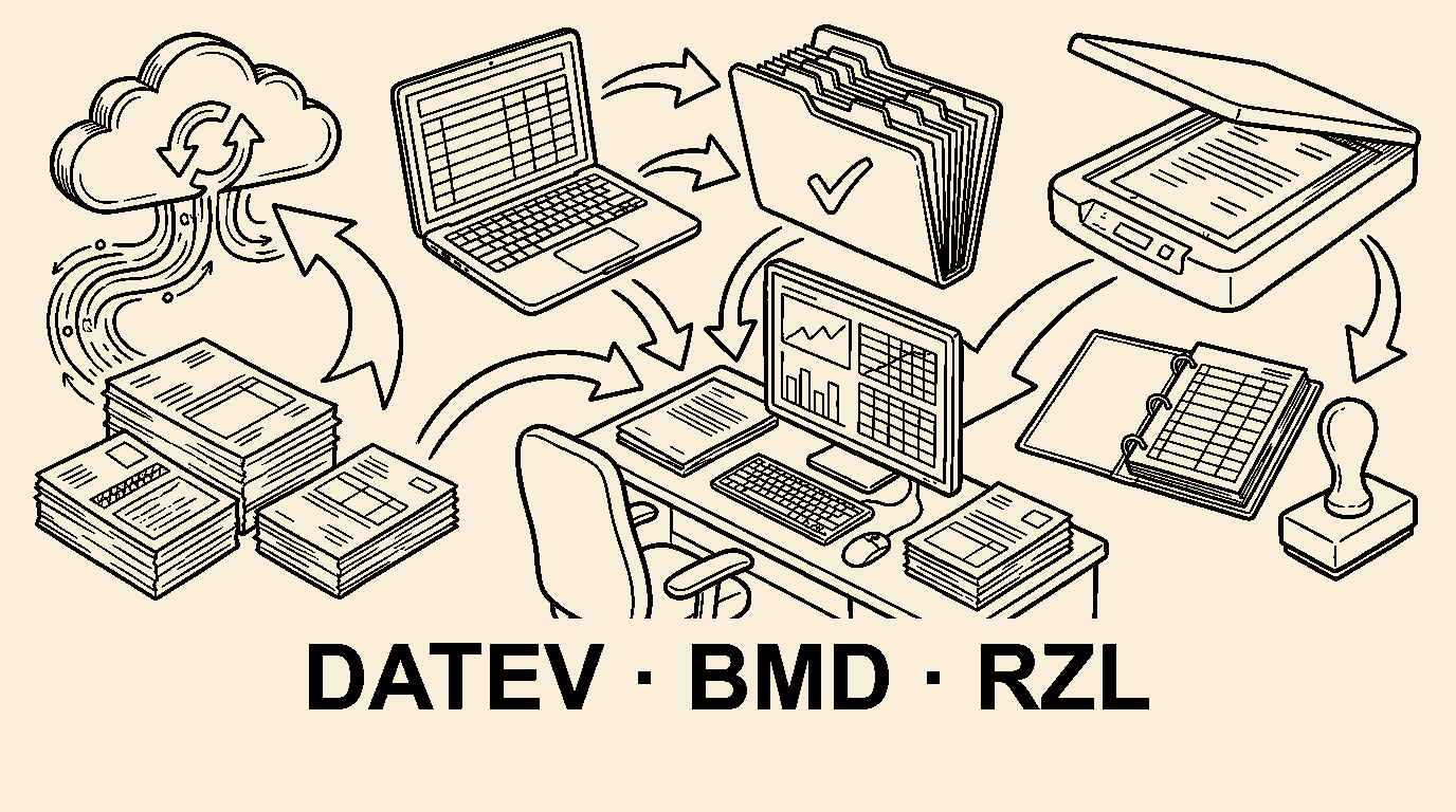 DATEV, BMD und RZL: Welche Exportdaten DACH-Steuerkanzleien wirklich brauchen